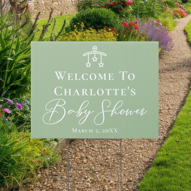 Chic Sage Green Baby Shower Personalized Yard Sign (Creator Uploaded)