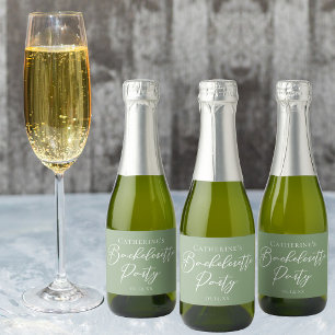 Chic Sage Green Bachelorette Party Custom Mini Sparkling Wine Label