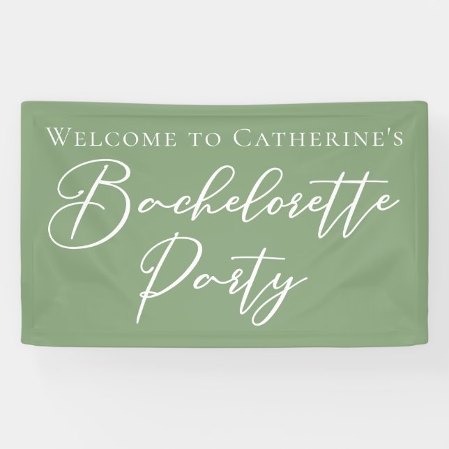 Chic Sage Green Bachelorette Party Personalized Banner (Horizontal)