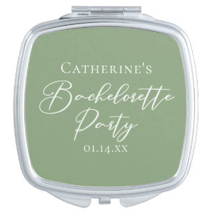 Chic Sage Green Bachelorette Party Personalized Compact Mirror