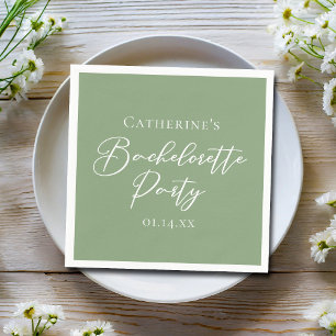 Chic Sage Green Bachelorette Party Personalized Napkins