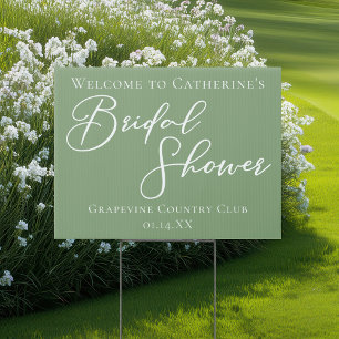 Chic Sage Green Bridal Shower Custom Welcome Yard Sign