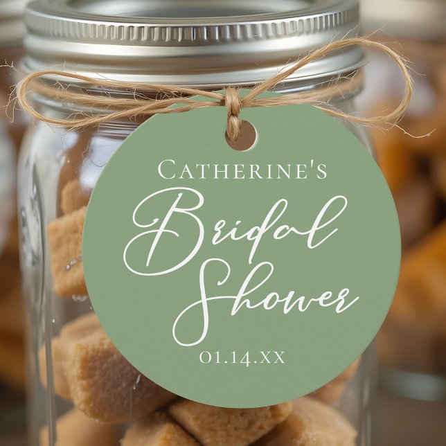 Chic Sage Green Bridal Shower Personalized Favor Tags (Creator Uploaded)