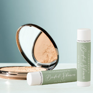 Chic Sage Green Bridal Shower Personalized Lip Balm