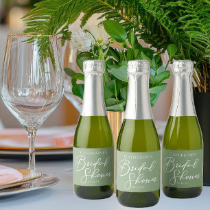 Chic Sage Green Bridal Shower Personalized Mini Sparkling Wine Label
