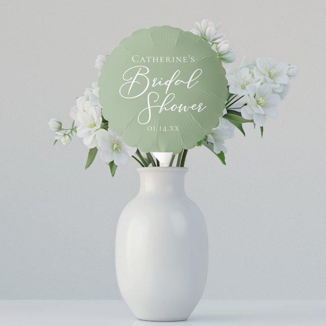 Chic Sage Green Bridal Shower Personalized Party Balloon (Creator Uploaded)