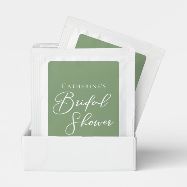 Chic Sage Green Bridal Shower Personalized Tea Bag Drink Mix (Pair)