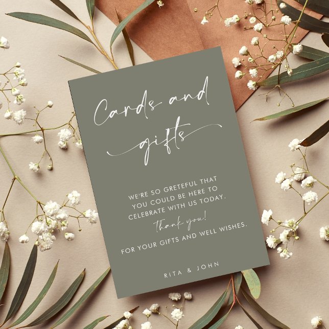 Chic Sage Green Cards and Gifts Favor Wedding Sign (Creator Uploaded)