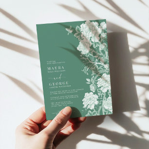 Chic Sage Green Chinoiserie Flower Garden Wedding Invitation