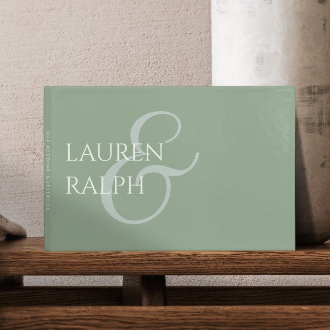 Chic Sage Green Couple Monogram  Guest Book (Creator Uploaded)