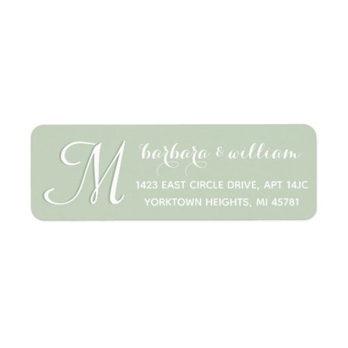 Chic Sage Green Custom Two Color Monogram Label