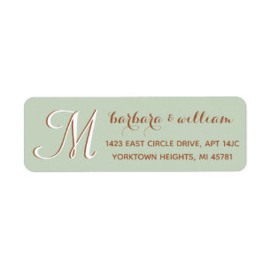 Chic Sage Green Custom Two Color Monogram Label