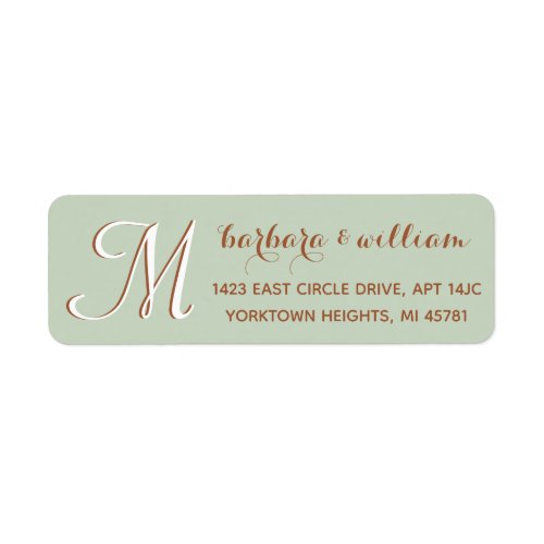 Chic Sage Green Custom Two Color Monogram Label