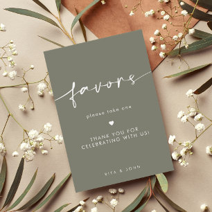 Chic Sage Green Favor Wedding Table Sign