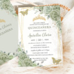 Chic Sage Green Floral Butterflies Quinceañera Invitation<br><div class="desc">This chic Quinceañera invitation features a gold geometric frame adorned by delicate watercolor sage green floral, soft sage greenery and fluttery butterflies . Personalize it with your details easily and quickly, simply press the customise it button to further re-arrange and format the style and placement of the text. Also great...</div>