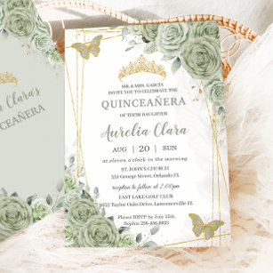XV Años Invitations, Gold Butterfly Mirror Quinceañera Invitation Card –  NingsPaper