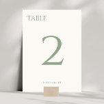 Chic Sage Green & Ivory Wedding Table Number Card<br><div class="desc">Chic and elegant. These table number cards feature a contemporary set of fonts in an attractive sage green, against a creamy ivory background. Included are a table number and couple names. Edit each card individually with number and add to cart. Designed to coordinate with other items in the collection. Full...</div>