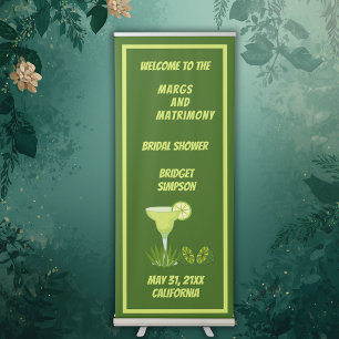 chic sage green margs and matrimony bridal shower  retractable banner