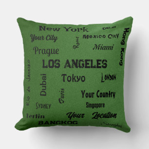 chic sage green mega cities of the world throw pillow