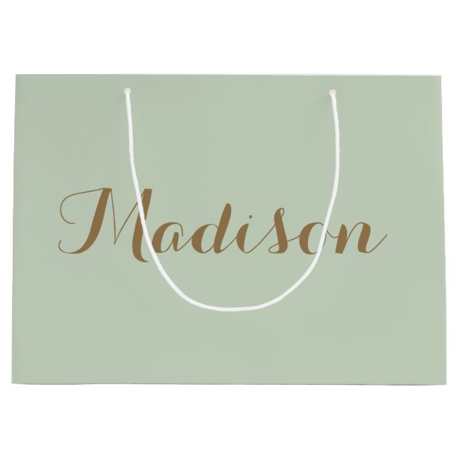 Chic Sage Green  minimalist monogram Large Gift Ba Bag (Front)