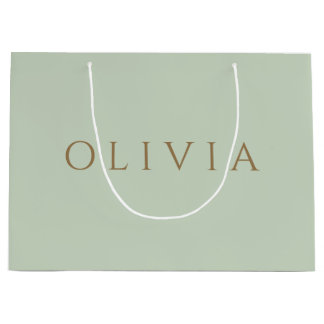 Chic Sage Green  minimalist monogram Large Gift Ba Bag