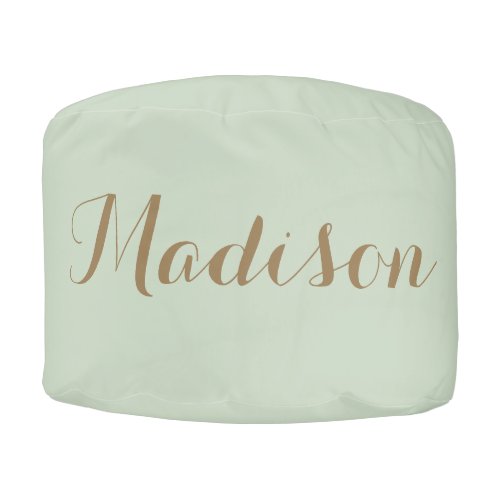 Chic Sage Green  minimalist monogram  Pouf