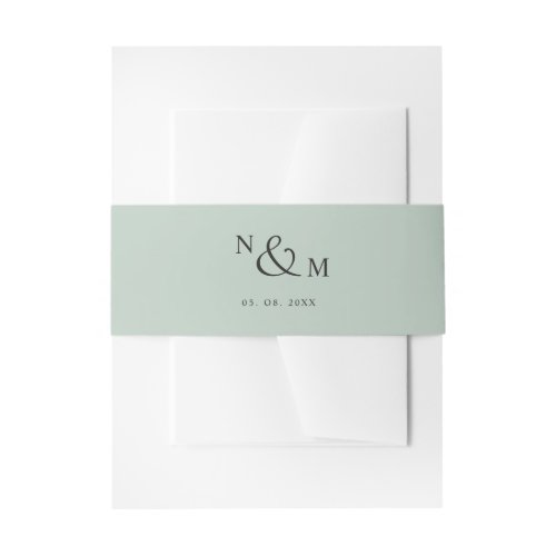 Chic Sage Green Modern Simple Wedding Invitation Belly Band