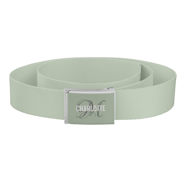 Chic sage green monogram name  belt (Coil)