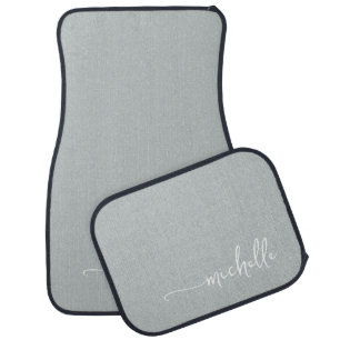 Chic Sage Green Monogram Name Script  Car Floor Mat