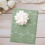 Chic Sage Green Personalized Wedding Wrapping Paper Sheets<br><div class="desc">This simple solid sage green wedding gift wrap features elegant white typography for an outdoor ceremony in a nature setting. Minimalist script on a peaceful light green wrapping paper sheet for a rustic venue outside near a forest of trees.</div>