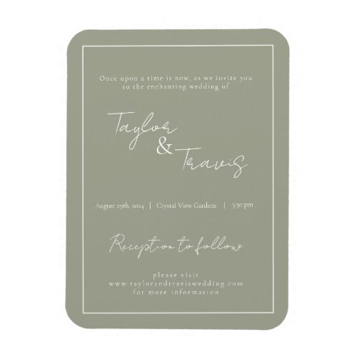 Chic Sage Green Save the Date Wedding Magnet