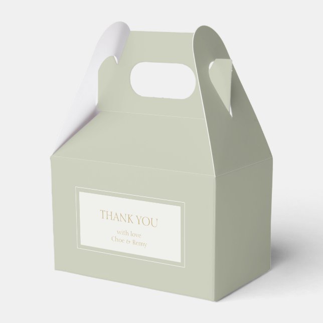Chic Sage Green Thank You Wedding Favor Box (Front Side)