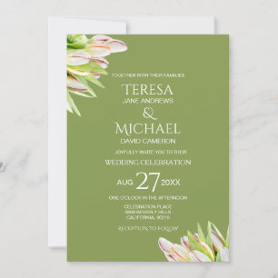 Chic Sage Green Tulip Floral Modern Invitation