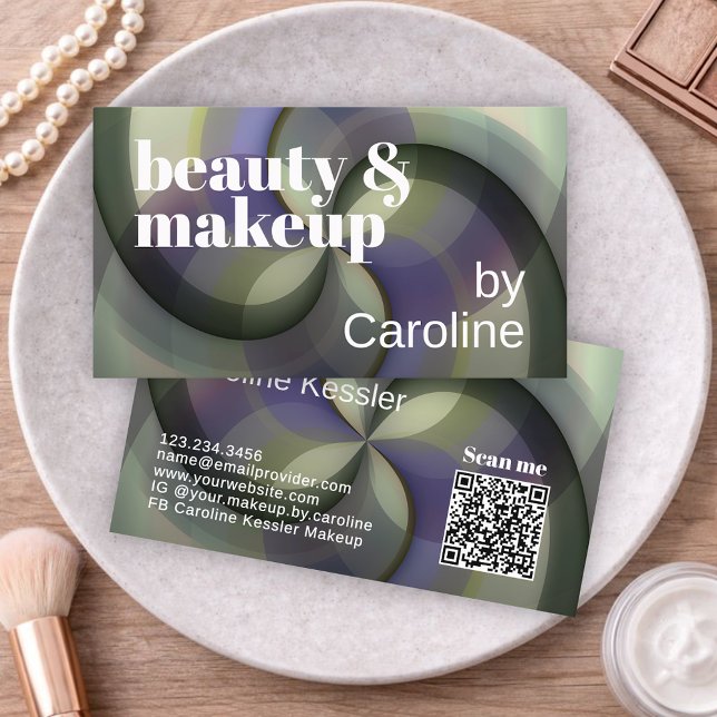Chic Sage Green Violet Lavender Purple Art Pattern Business Card (Creator Uploaded)