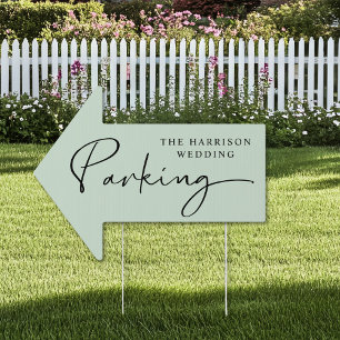 Chic Sage Green Wedding Parking Sign