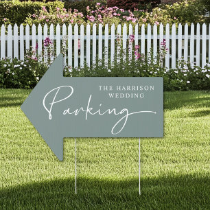 Chic Sage Green Wedding Parking Sign