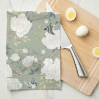 Chic Sage Green White Chinoiserie Floral Porcelain