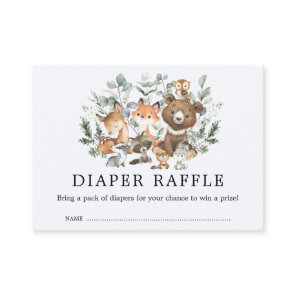 Chic Sage Greenery Woodland Animals Diaper Raffle Enclosure Card