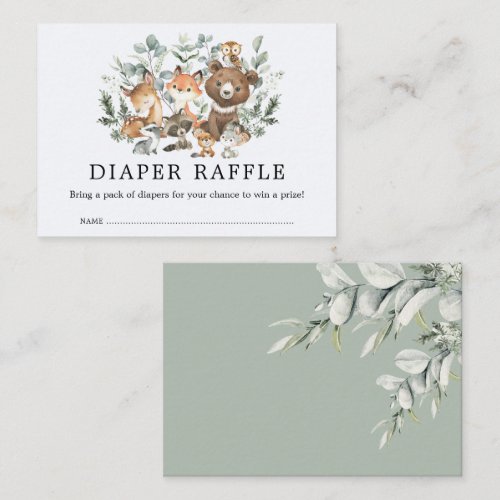 Chic Sage Greenery Woodland Animals Diaper Raffle