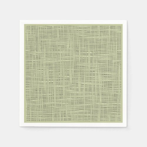 Chic Sage Herb Green Faux Jute Fabric Pattern Paper Napkins