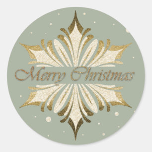 Chic Sage, Ivory Gold Snowflake Christmas Stickers