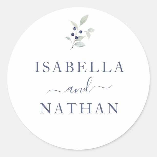 Chic Sage Navy Watercolor Botanical Wedding Seal (Front)