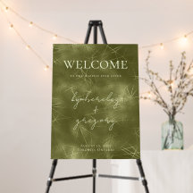 Chic Sage Olive Green Shimmer Wedding Welcome