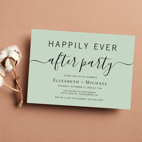 Chic Sage Wedding After Party Invitation
