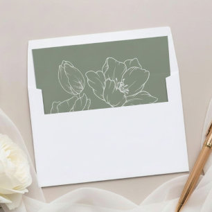 Chic Sage & White Floral Wedding Envelope Liner