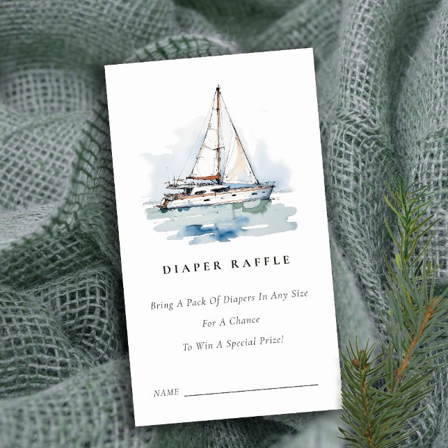 Chic Sailboat Seascape Diaper Raffle Bridal Shower Enclosure Card (Creator Uploaded)