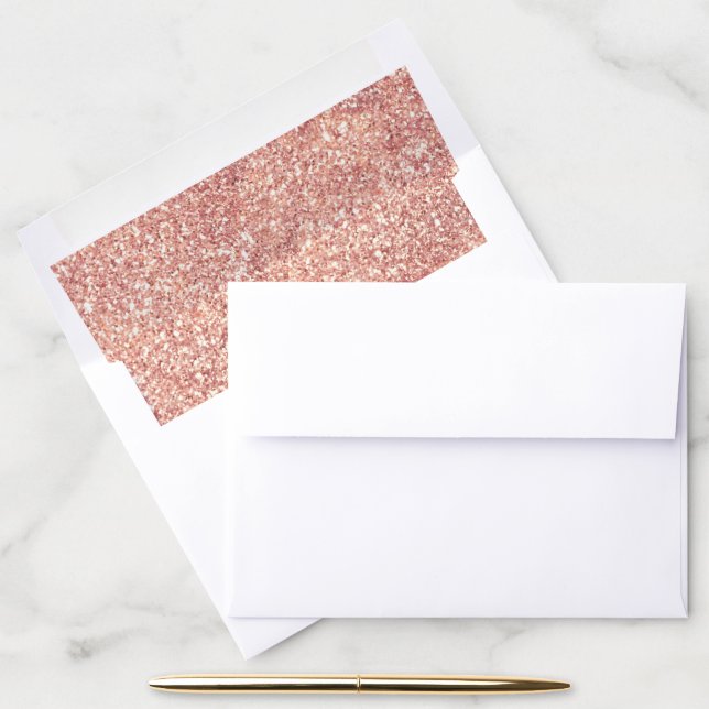 Chic Salmon Pink Faux Glitter Pattern Envelope Liner (Desk)
