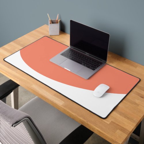 Chic Salmon Pink Flowing White Wave Bottom Edge Desk Mat