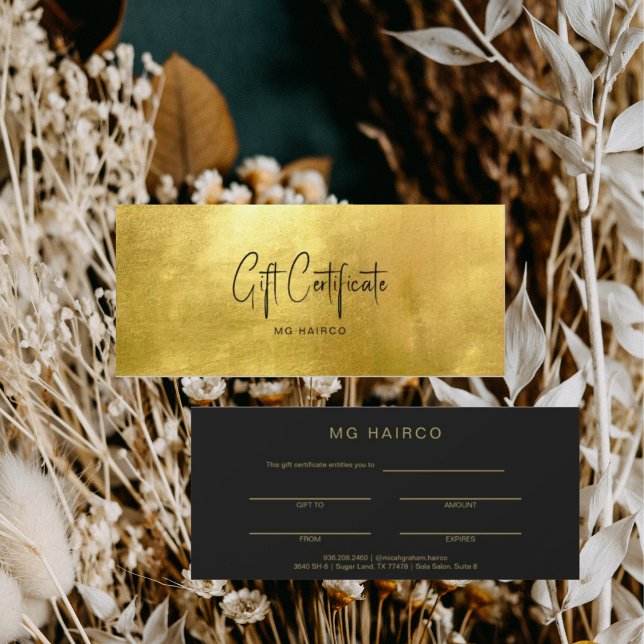 Chic Salon Gold & Black Gift Certificate (Creator Uploaded)