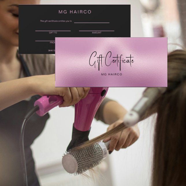 Chic Salon Metallic Pink & Black Gift Certificate (Creator Uploaded)